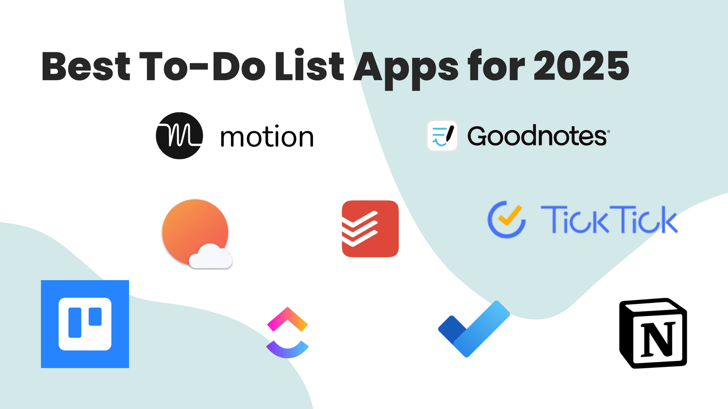 A collage of various to-do list app icons, showcasing the best options for organizing tasks in 2025.