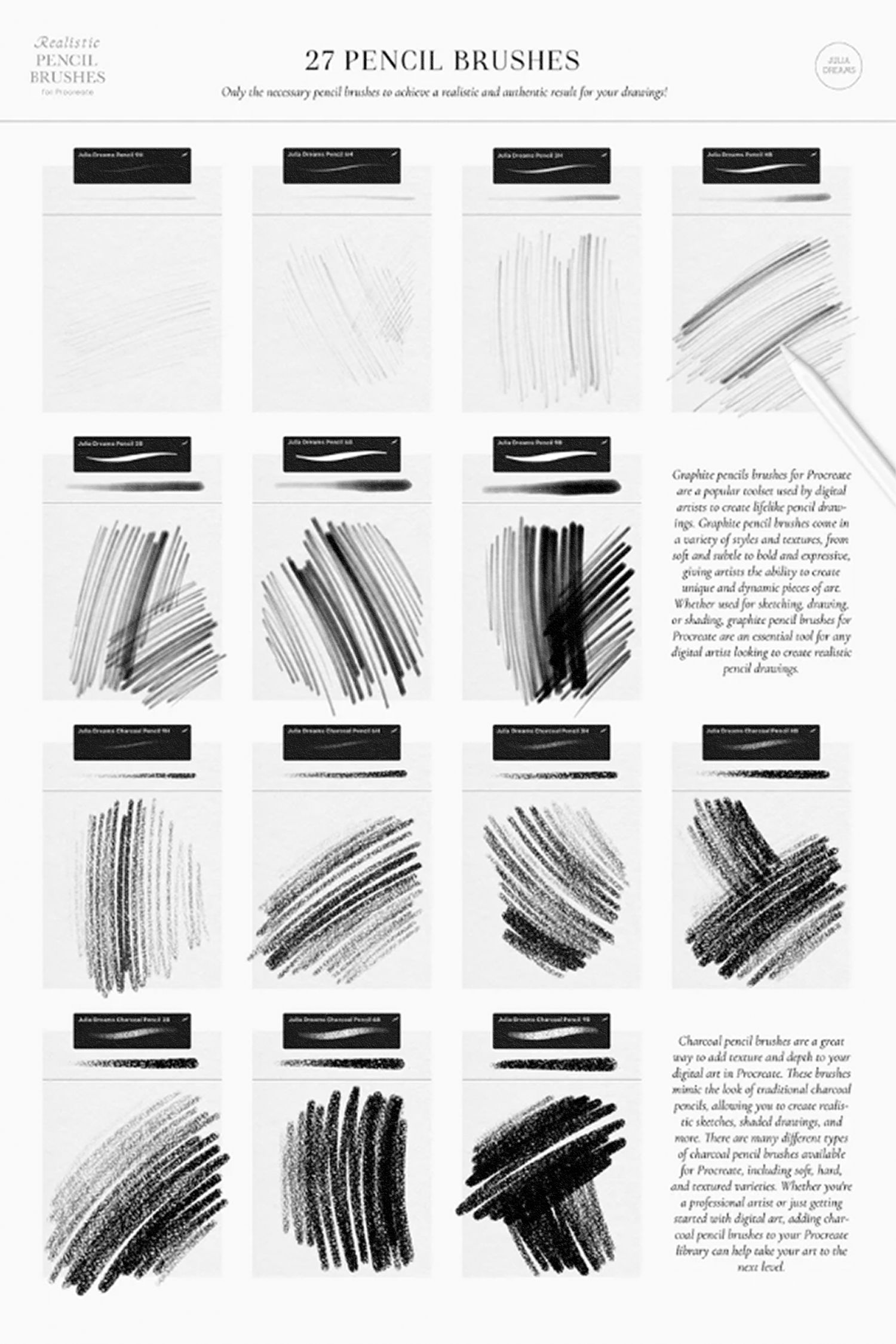 Realistic Pencil Brushes by Julia Dreams