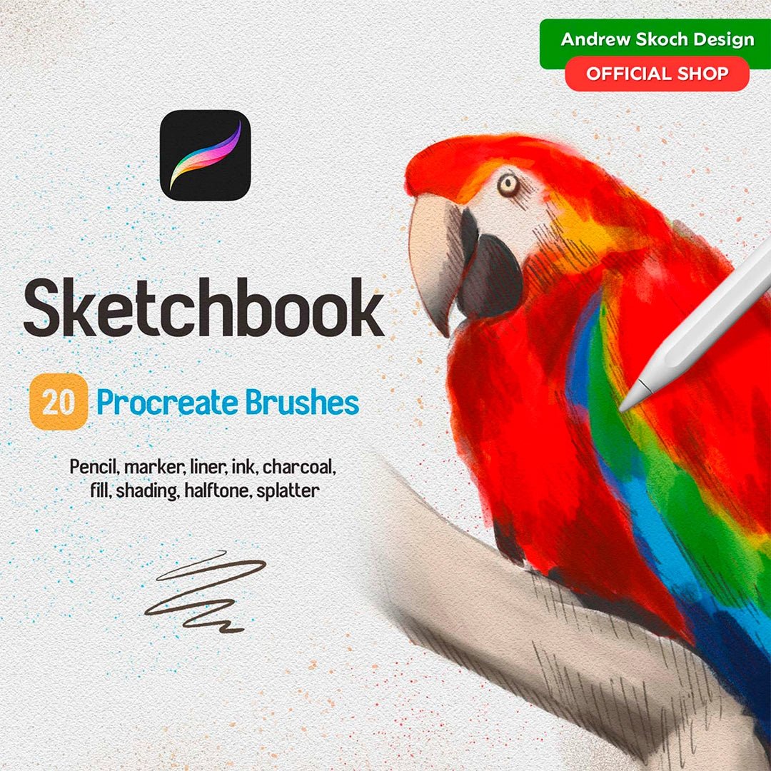 Schetsboek Procreate-penselen door Andrew Skoch