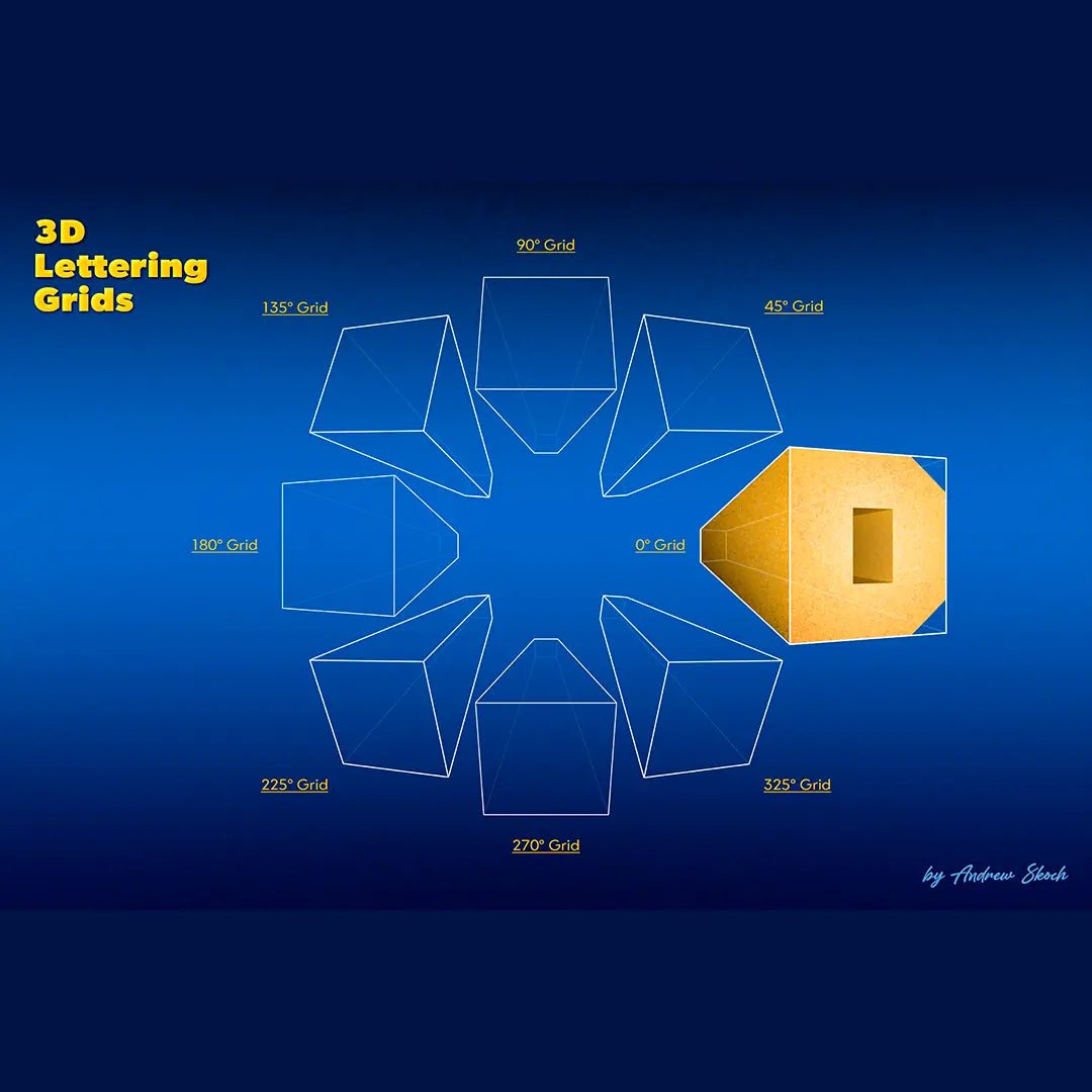 Andrew Skoch による 3D レタリング グリッドとブラシ