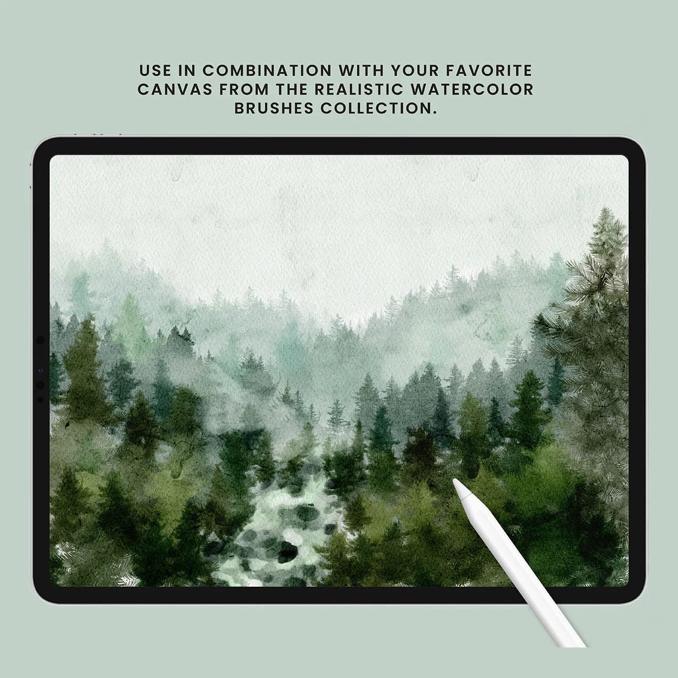 Watercolor Forest Landscape Brushes for Procreate by Julia Dreams