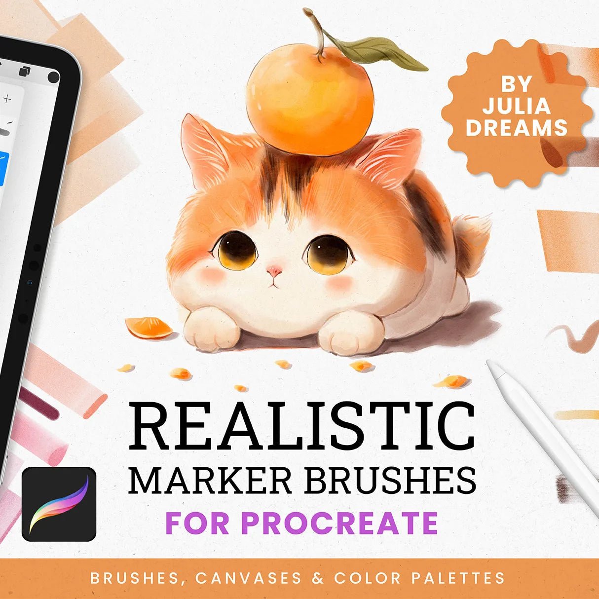 Realistische markeerpenselen voor Procreate door Julia Dreams