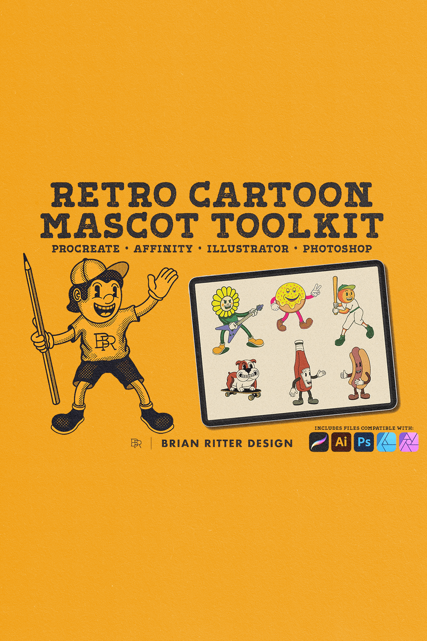 Retro-Cartoon-Maskottchen-Toolkit von Brian Ritter Design