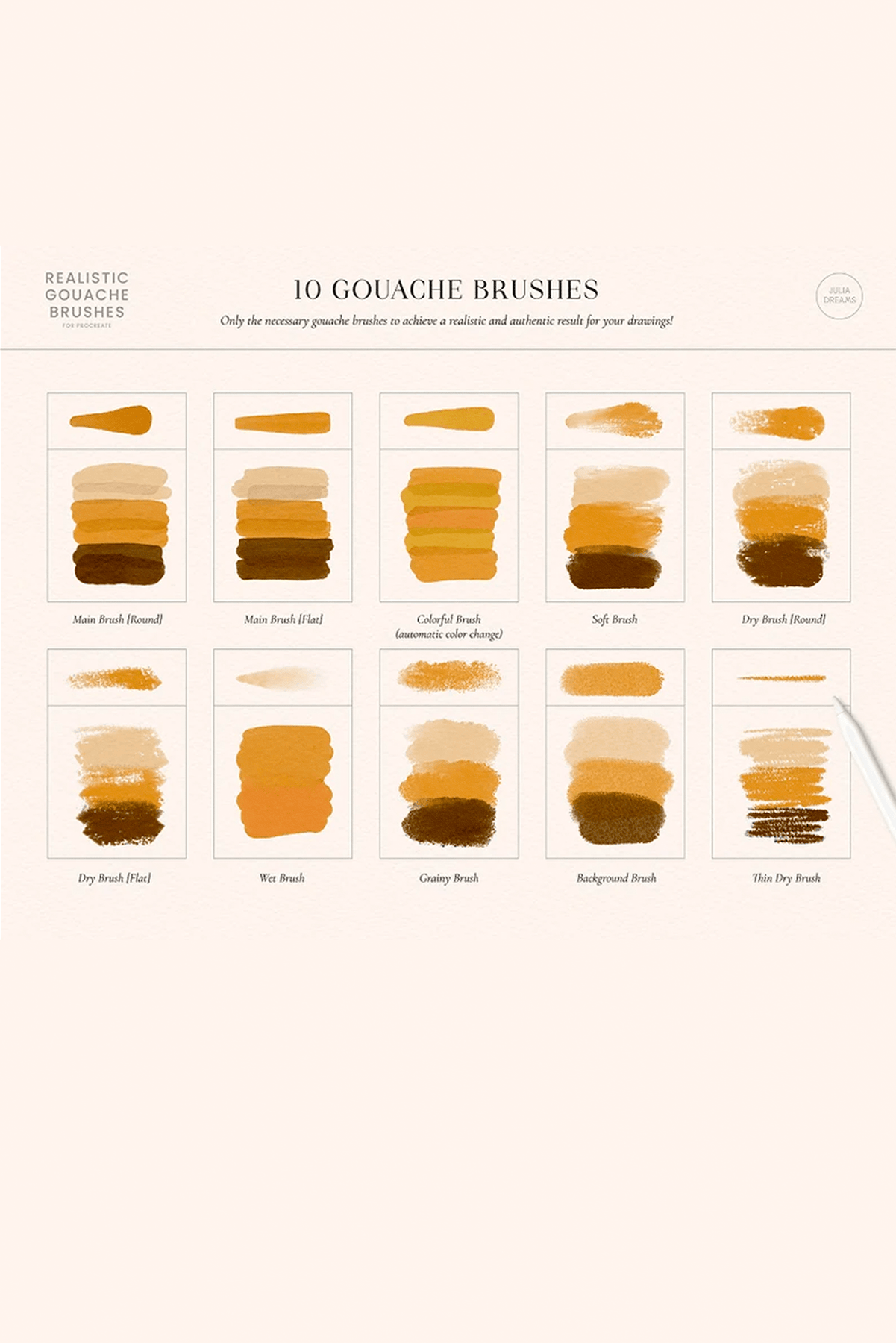 Realistic Gouache Brushes by Julia Dreams