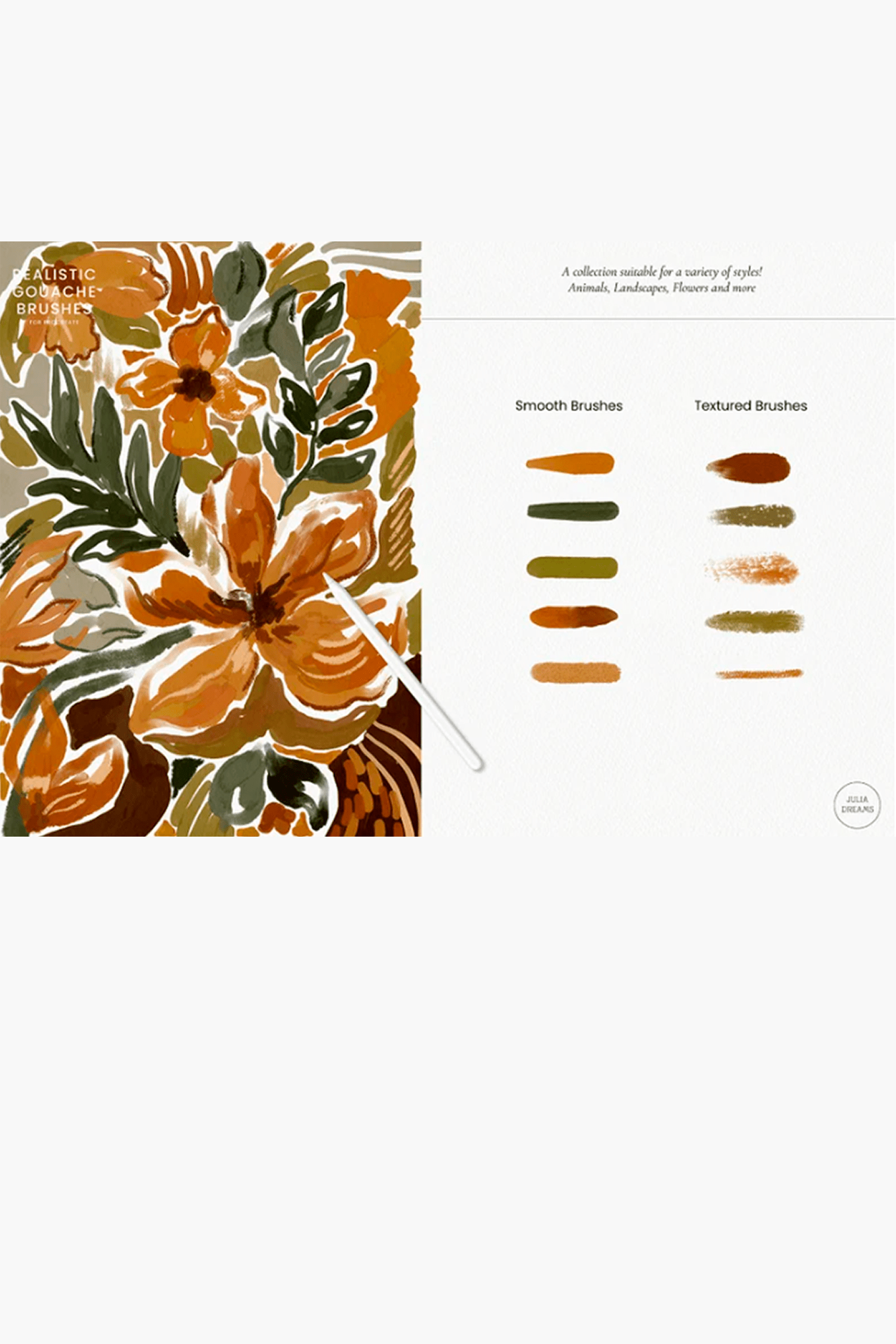 Realistic Gouache Brushes by Julia Dreams